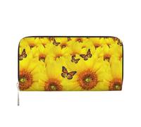 VPPUR Yellow Flowers Butterflies Print Hand Wallet Crafted Lady Wallet for Women Wallet Clutch for Travel Casual Trendy, Black, One Size, Art