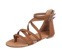 VPQILH 2026 Womens Flat Sandals, Open Toe Ankle Strap Gladiator Sliders Ladies Casual Strappy Sandals Summer Beach Lightweight Shoes for Indoor and Outdoor