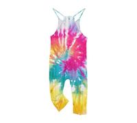 VPQILH Girls Tie Dye Jumpsuits UK Sale Clearance Kids Summer Rompers Spaghetti Straps Playsuit Sleeveless Bodysuit Casual Regular Fit Trousers Comfortable Pants with Pockets School Holiday Streetwear