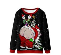 VPQILH Men's Ugly Christmas Sweatshirts Funny Dog Xmas Jumper Long Sleeve Santa Claus Pullover Novelty Round Neck Tunic Tops Snowman 3D Printed Xmas T-Shirt Workout Shirts Winter Casual Jumpers S-5XL
