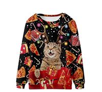 VPQILH Men's Ugly Christmas Sweatshirts Funny Dog Xmas Jumper Long Sleeve Santa Claus Pullover Novelty Round Neck Tunic Tops Snowman 3D Printed Xmas T-Shirt Workout Shirts Winter Casual Jumpers S-5XL
