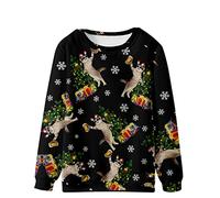 VPQILH Men's Ugly Christmas Sweatshirts Funny Dog Xmas Jumper Long Sleeve Santa Claus Pullover Novelty Round Neck Tunic Tops Snowman 3D Printed Xmas T-Shirt Workout Shirts Winter Casual Jumpers S-5XL
