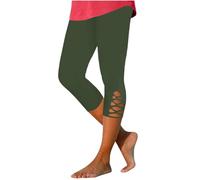VPQILH Women 3/4 Length Leggings, Ladies Elastic High Waist Cropped Capri Trousers Plain Three Quarter Pants Stretch Slim Fit Bottoms Summer Pedal Pusher Tummy Control Sweatpants for Workout Gym Yoga