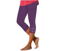 VPQILH Women 3/4 Length Leggings, Ladies Elastic High Waist Cropped Capri Trousers Plain Three Quarter Pants Stretch Slim Fit Bottoms Summer Pedal Pusher Tummy Control Sweatpants for Workout Gym Yoga