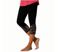VPQILH Women 3/4 Length Leggings, Ladies Elastic High Waist Cropped Capri Trousers Plain Three Quarter Pants Stretch Slim Fit Bottoms Summer Pedal Pusher Tummy Control Sweatpants for Workout Gym Yoga