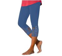 VPQILH Women 3/4 Length Leggings, Ladies Elastic High Waist Cropped Capri Trousers Plain Three Quarter Pants Stretch Slim Fit Bottoms Summer Pedal Pusher Tummy Control Sweatpants for Workout Gym Yoga