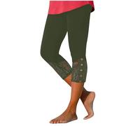 VPQILH Women 3/4 Length Leggings, Ladies Elastic High Waist Cropped Capri Trousers Plain Three Quarter Pants Stretch Slim Fit Bottoms Summer Pedal Pusher Tummy Control Sweatpants for Workout Gym Yoga