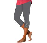VPQILH Women 3/4 Length Leggings, Ladies Elastic High Waist Cropped Capri Trousers Plain Three Quarter Pants Stretch Slim Fit Bottoms Summer Pedal Pusher Tummy Control Sweatpants for Workout Gym Yoga