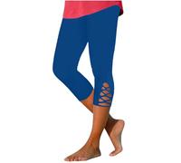 VPQILH Women 3/4 Length Leggings, Ladies Elastic High Waist Cropped Capri Trousers Plain Three Quarter Pants Stretch Slim Fit Bottoms Summer Pedal Pusher Tummy Control Sweatpants for Workout Gym Yoga