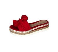 VPQILH Womens Bow Wedge Sandal Sale Clearance Ladies Linen Sandals One Band Slider Platform Slides Summer Slide Open Toe Slipper Backless Sliders for Walking Travelling Beach Poolside Shoes