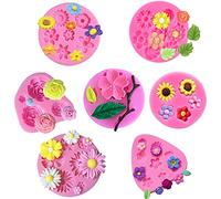 Vpqnee 7 Pieces Flower Fondant Mold Set, Mini Flowers Silicone Chocolate Candy Molds for Cake, Cupcake Decorating, Cake Pops, Polymer Clay, Crafting Projects, Candy Melts