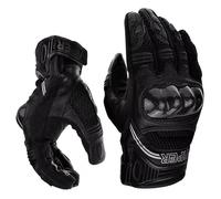 VPR Rage Summer Motorcycle Gloves - CE Certified | Men’s Leather/Textile Breathable Short Cuff Motorbike Glove with Armour Protection, Ideal for Long Rides (Black, L)