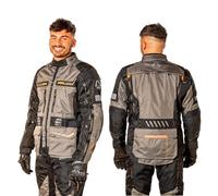 VPR ViPER Guard Adventure Men's Textile Jacket Motorbike Waterproof 600D Motorcycle Biker Jacket CE Armoured (Level A) with Removeable Linings Moped Riding Racing All Weather Protective Jackets (Grey/