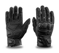 VPR ViPER Reactor Leather Motorcycle Gloves - CE Certified | Short Cuff, Double Stitched, Breathable, Knuckle & Finger Armour with Adjustable Velcro Strap Summer Motorbike Riding Gloves (Black, XXL)