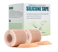VPRIME SAFETYFY Silicone Scar Tape - Transparent, Flexible, Reusable Scar Removal Sheets for Surgical, C-Section, Acne, and Burn Scars (1.6"x 60" Roll-1.5M-2 Pack)