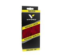 VPRO Waxed Hockey Skate Laces - Premium Quality with Molded Tip, Not Easy to Loosen (Red, 130'')