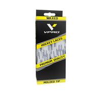VPRO Waxed Hockey Skate Laces - Premium Quality with Molded Tip, Not Easy to Loosen (White, 120'')