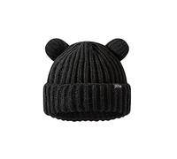 VPTMRP Bear Ear Beanie Knit Warm Slouchy Crochet Hat, Black, M-L