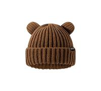 VPTMRP Bear Ear Hat Big Cute Beanie Hat Knit Cap Warm Slouchy Crochet Hat, Brown, M-L