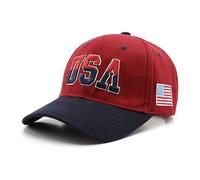 VPTMRP USA Cap American Flag Embroidered Baseball Cap, Red, M/L