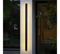 VPTSTFSLK LED Outdoor Long Garden Wall Light Modern Warm White 3000K IP65 Waterproof Acrylic Metal Wall Lamp Outdoor Lighting for Patio Garage Stairs Wall Decoration Black(120CM 48W)