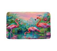 VPUPCN Pink Flamingo Bath Mat Green Palm Tree Tropical Floral Jungle Plant Animal Romantic Nature Modern Microfiber Memory Foam Bathroom Rug Doormat Kitchen Toilet Floor Rug
