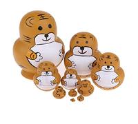VPUPYILG 10x Hand Painted Wooden Russian Nesting Dolls Babushka Mini Tiger Gift 10-LAYER TIGER