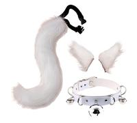 VPUPYILG Faux Fur Cat Ears and Tail Set Halloween Fancy Dress Cosplay Costume White