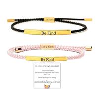 VPVLVZN 2Pcs Be Kind of a Bitch Tube Bracelet, Adjustable Hand Braided Wrap Bracelet, Handmade Engraved Inspirational Bracelet, Couples Bracelets for Women Men Gifts (Style F)