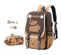 VPVMUKLRDK Cartoon Capybara Backpack, Capybara Backpack, Cute Lightweight Capybara Backpack, Kawaii Bag with Capybara Pencil Case, Large Capacity, Waterproof (B)