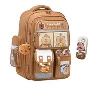 VPVMUKLRDK Cute Capybara Cartoon Backpack, Lightweight Large Capacity Waterproof Travel Backpack with Capybara Pencil Case (E,Small)
