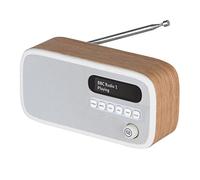 VQ Dexter Portable Dab Radio Alarm Clock, Radios Mains and Battery - Oak
