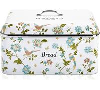 VQ Laura Ashley Large Bread Bins for Kitchen with Removable Lid Bread Storage Containers for Freshness & Style - Stainless Steel BreadBin with Hand-Applied Designer Print - Elveden White