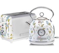 VQ Laura Ashley EEJB306 2-Slice Toaster & Dome Kettle Bundle - Elveden White, White