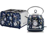 Vq Laura Ashley EEJB307 4-Slice Toaster & Traditional Kettle Bundle - Elveden Navy, Blue