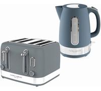 VQ Laura Ashley EEJB489 4-Slice Toaster & Jug Kettle Bundle - Dark Slate, Silver/Grey