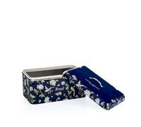 VQ Laura Ashley Large Bread Bins for Kitchen with Removable Lid Bread Storage Containers for Freshness & Style - Stainless Steel BreadBin with Hand-Applied Designer Print - Elveden Navy