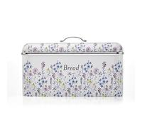 VQ Laura Ashley Large Bread Bins for Kitchen with Removable Lid Bread Storage Containers for Freshness & Style - Stainless Steel BreadBin with Hand-Applied Designer Print - Wild Meadow