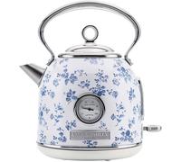 VQ Laura Ashley Retro Dome Kettle, 1.7L, Rapid Boil, Hand-Applied China Rose Print, Vintage, Stainless Steel, Blue Floral - VQSBPKK336LACR