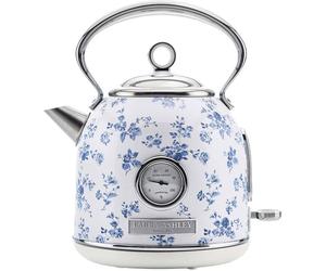 VQ Laura Ashley Retro Dome Kettle, 1.7L, Rapid Boil, Hand-Applied China Rose Print, Vintage, Stainless Steel, Blue Floral - VQSBPKK336LACR