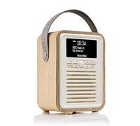 VQ Portable Dab Radio Alarm Clock, Radios Mains and Battery - Oak | Retro Mini Digital DAB+ Radio Mains Powered with Bluetooth, Rechargeable, Dual Alarms, Sleep Timer, FM, Clear LCD, 60 Presets