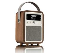 VQ Portable Dab Radio Alarm Clock, Radios Mains and Battery - Walnut | Monty Digital DAB+ Radio Mains Powered with Bluetooth, Rechargeable, Dual Alarms, Sleep Timer, FM, Clear LCD, 60 Presets