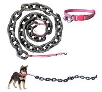 VQARCH 6 Ft Funny Dog Leash - Giant Plastic Chain Leash with Puppy Collar for Small Dogs, Cats, and Puppies - Black