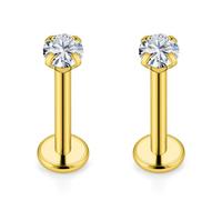 Vqoxaggi 16G Tragus Labret Medusa Piercing Jewelry Cubic Zirconia Internally Threaded Stainless Steel Conch Piercing Jewelry Monroe Lip Rings Different Size Cartilage Nail Helix Earring Stud, Metal
