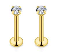 Vqoxaggi 16G Tragus Labret Medusa Piercing Jewelry Cubic Zirconia Internally Threaded Stainless Steel Conch Piercing Jewelry Monroe Lip Rings Different Size Cartilage Nail Helix Earring Stud, Metal