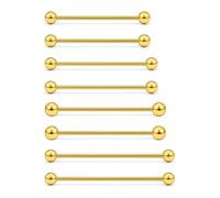 Vqoxaggi Industrial Piercing Jewelry Surgical Steel Industrial Bar Jewelry Extra Long Mix Sizes Straight Barbell for Women Men Gold 14G Bar Length 35mm/38mm/40mm/45mm