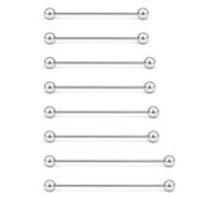 Vqoxaggi Industrial Piercing Jewelry Surgical Steel Industrial Bar Jewelry Extra Long Mix Sizes Straight Barbell for Women Men Silver 16G Bar Length 35mm/38mm/40mm/45mm