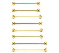 Vqoxaggi Industrial Piercing Jewelry Surgical Steel Industrial Bar Jewelry Extra Long Mix Sizes Straight Barbell for Women Men Gold 16G Bar Length 35mm/38mm/40mm/45mm