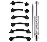 Vqoxaggi Internally Threaded Eyebrow Piercing Jewelry Surgical Steel Tiny Eyebrow Rings Vertical Labret Lip Jewelry Small Ear Rook Earring for Women Men 18g Piercing Ball Grabber Tool Spike Black