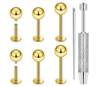 Vqoxaggi Internally Threaded Labret Studs 18G Surgical Steel Lip Piercing Jewelry Claw Tool Monroe Snake Bite Jewelry Flat Back Barbell for Women Men Piercing Ball Grabber Tool Ball Spike Gold-tone